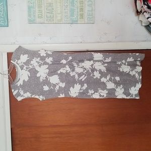 Floral Gray and White Dress